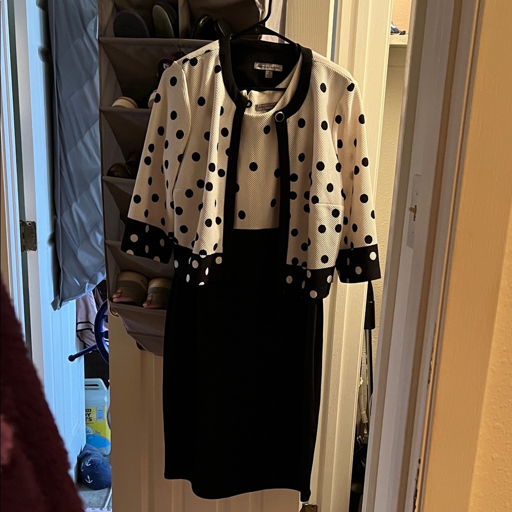 Chic Polka Dot Jacket and Dress Set